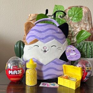 Squishmallows Purple Wave Cam the Cat Plush Easter Basket Set